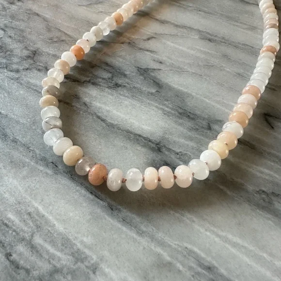 NEW Pink Aventurine Hand Knotted Silk Beaded Necklace w/Gold Fill Hardware 19” - Picture 3 of 8